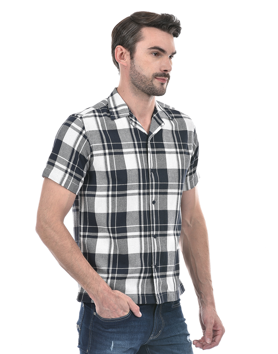 Numero Uno Men Checkered Navy Shirt
